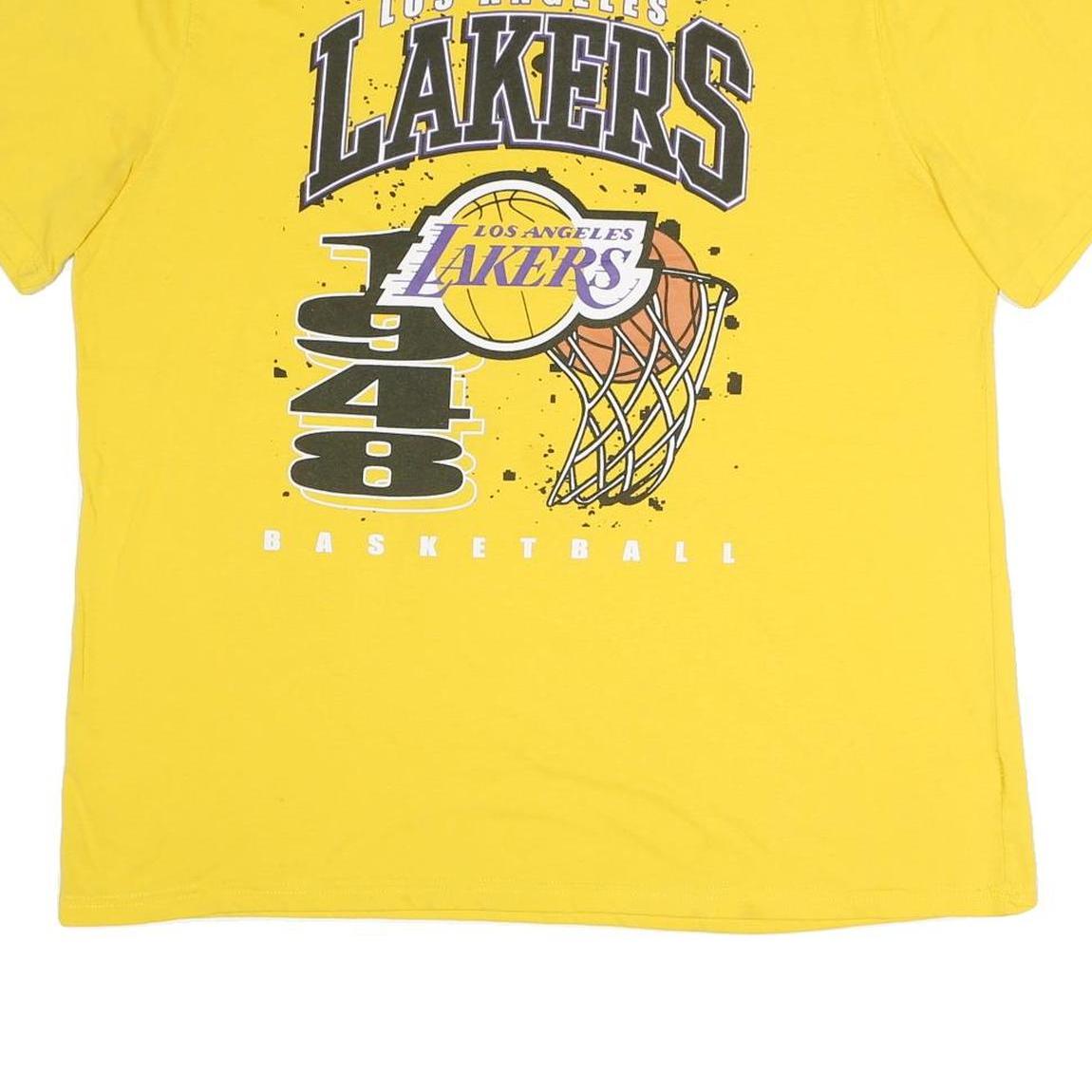 NBA Mens Yellow Los Angeles Lakers Basketball T-Shirt 2XL Short Sleeve Crew Neck