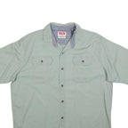 WRANGLER Mens Green Cotton Blend Short Sleeve Shirt L Casual Workwear