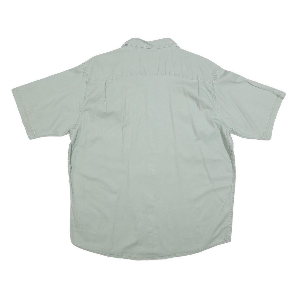 WRANGLER Mens Green Cotton Blend Short Sleeve Shirt L Casual Workwear