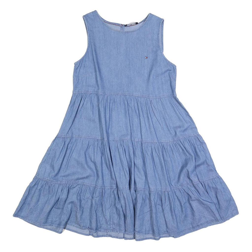 TOMMY HILFIGER Womens Blue Fit & Flare Denim Sleeveless Midi Dress S Casual
