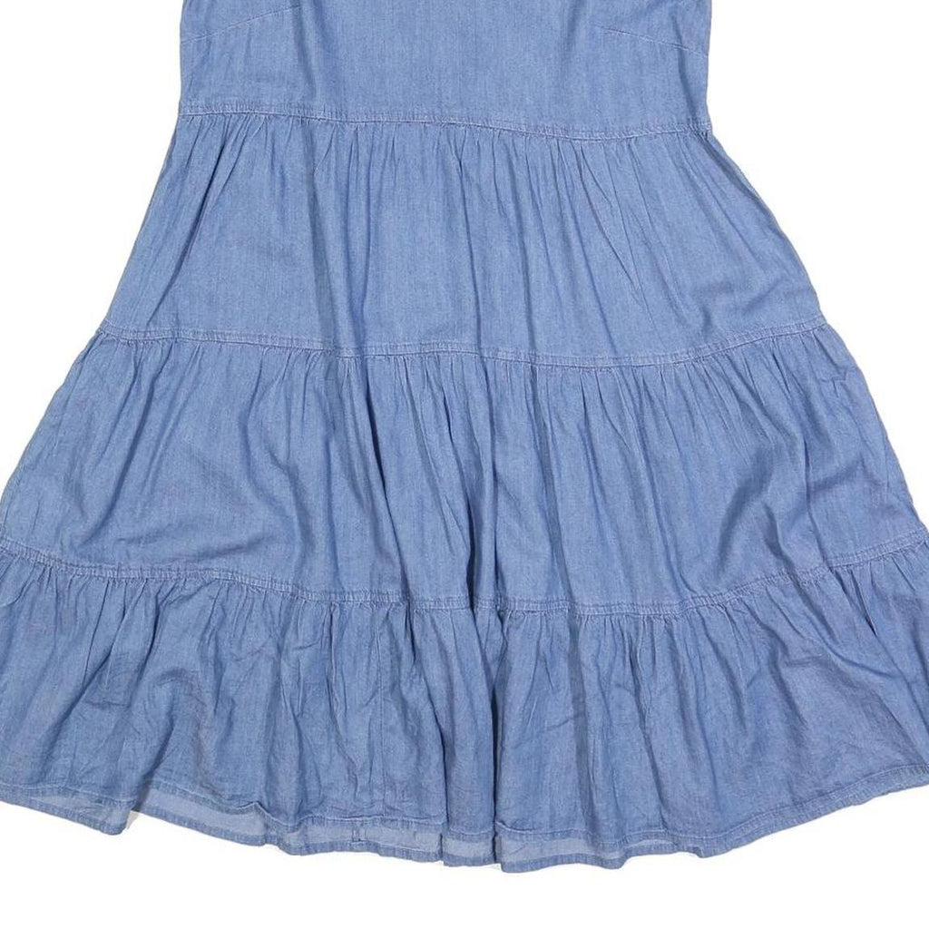 TOMMY HILFIGER Womens Blue Fit & Flare Denim Sleeveless Midi Dress S Casual