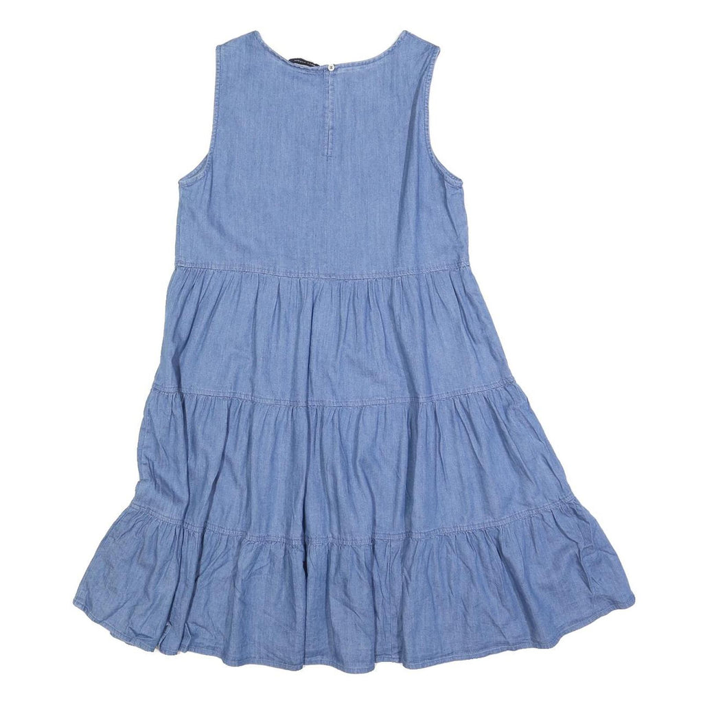 TOMMY HILFIGER Womens Blue Fit & Flare Denim Sleeveless Midi Dress S Casual