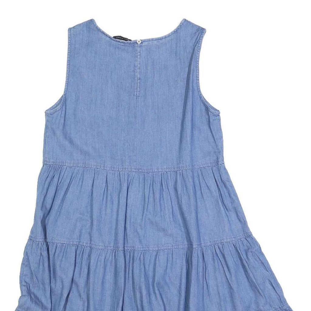 TOMMY HILFIGER Womens Blue Fit & Flare Denim Sleeveless Midi Dress S Casual