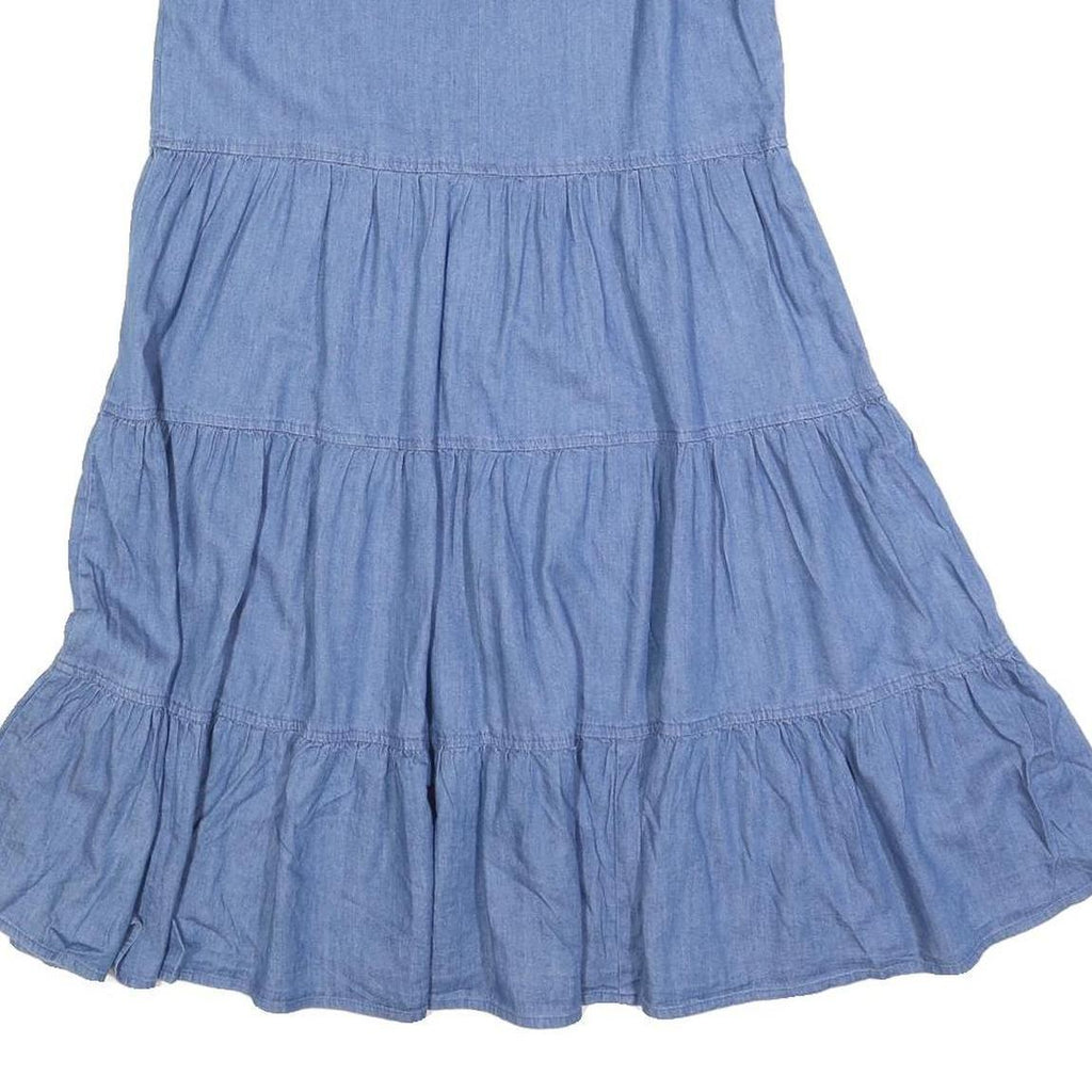 TOMMY HILFIGER Womens Blue Fit & Flare Denim Sleeveless Midi Dress S Casual