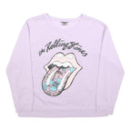 THE ROLLING STONES Womens Lilac Sweatshirt L Cotton Blend Crew Neck Long Sleeve