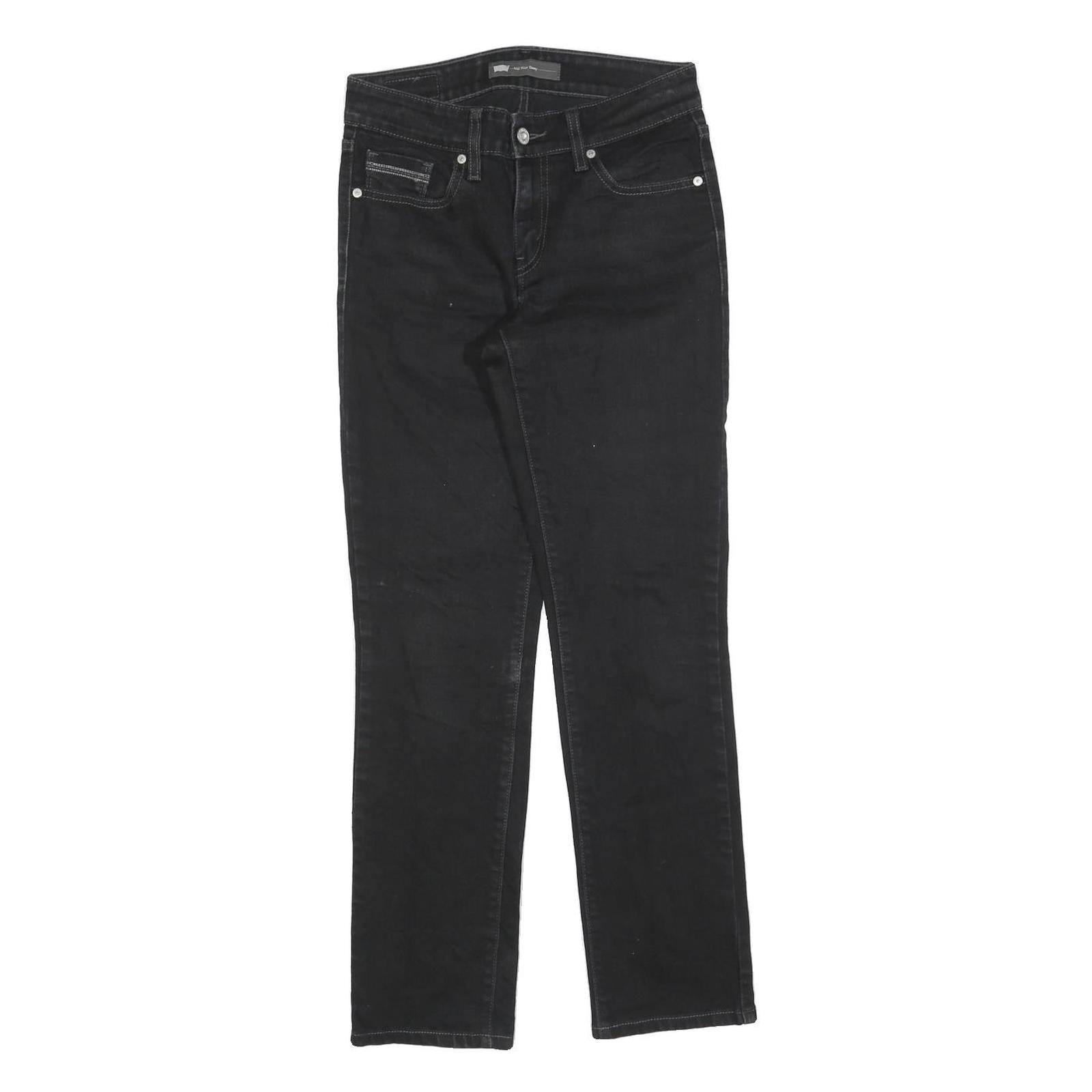 LEVI'S Womens Black Regular Straight Denim W26 L28 Zip Cotton Blend Jeans