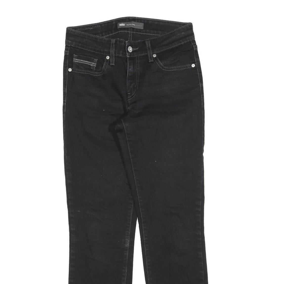 LEVI'S Womens Black Regular Straight Denim W26 L28 Zip Cotton Blend Jeans
