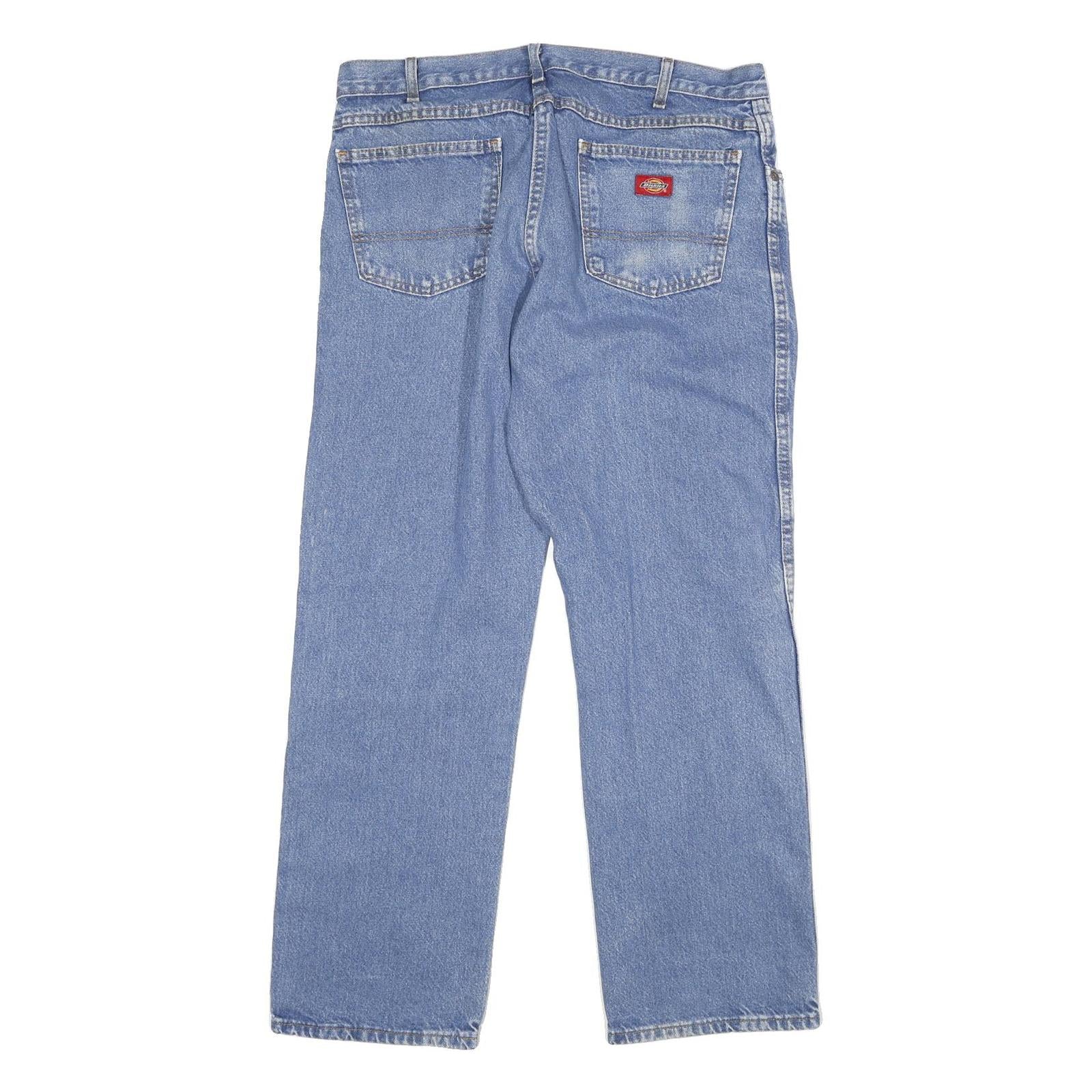 DICKIES Mens Regular Fit Blue Denim Jeans W34 L29 Zip Closure Classic Pocketed