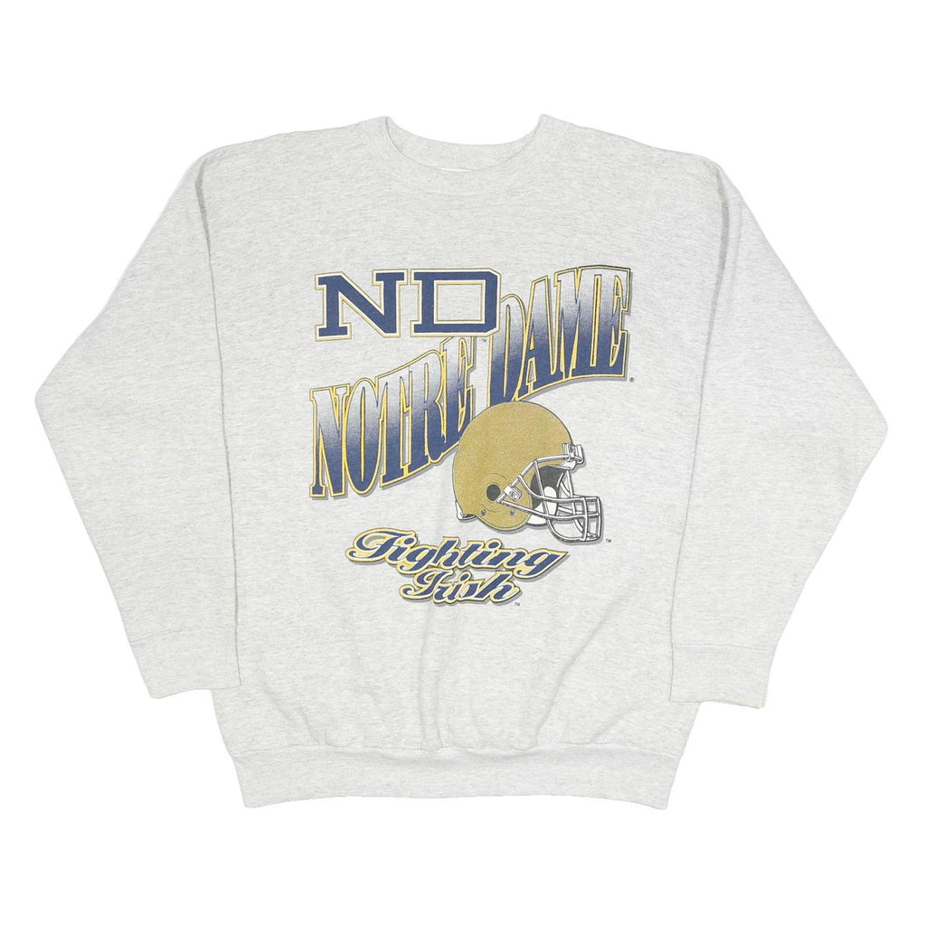 TRUE-FAN Mens Grey Notre Dame Fighting Irish Crew Neck 2XL Sweatshirt