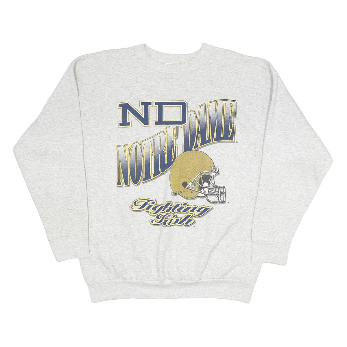 TRUE-FAN Mens Grey Notre Dame Fighting Irish Crew Neck 2XL Sweatshirt