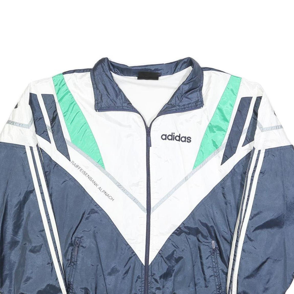 ADIDAS Mens Navy White & Green Track Jacket L Polyester Blend Zip Retro