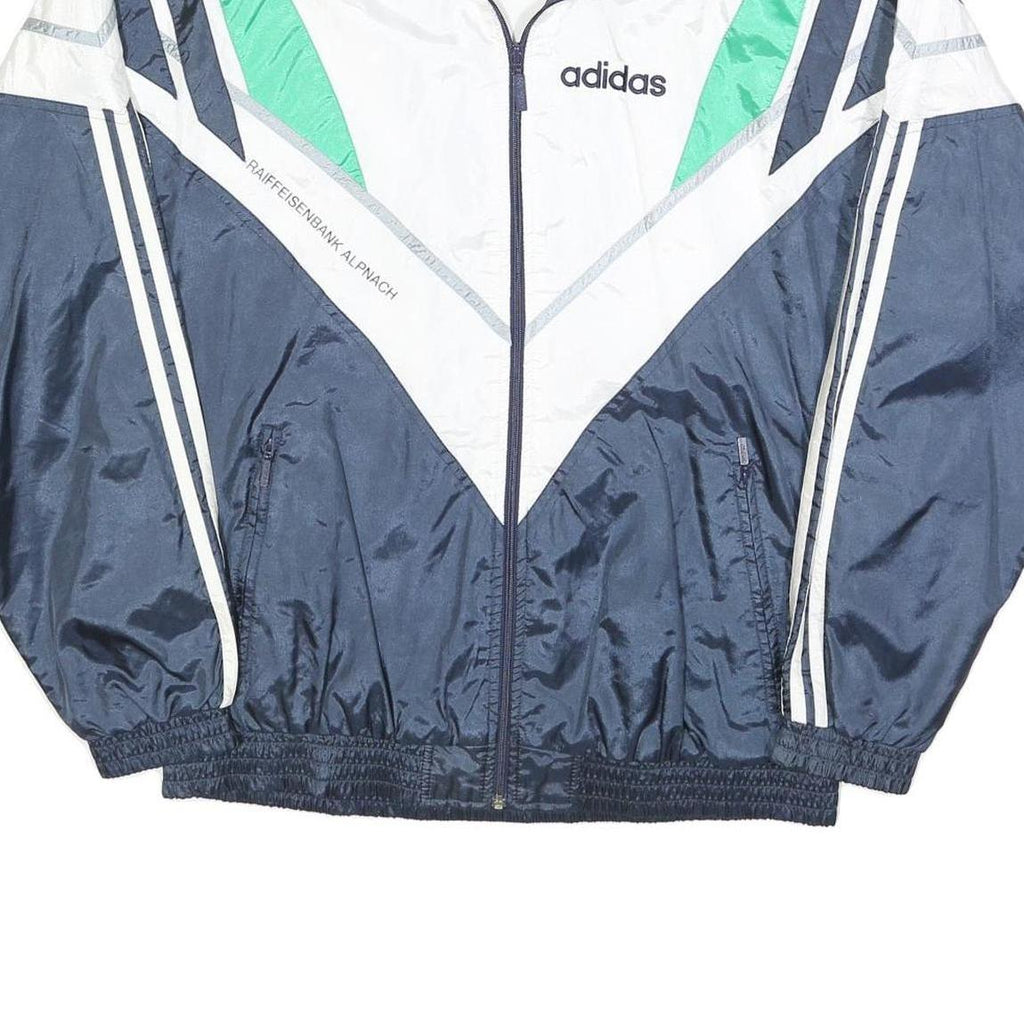 ADIDAS Mens Navy White & Green Track Jacket L Polyester Blend Zip Retro