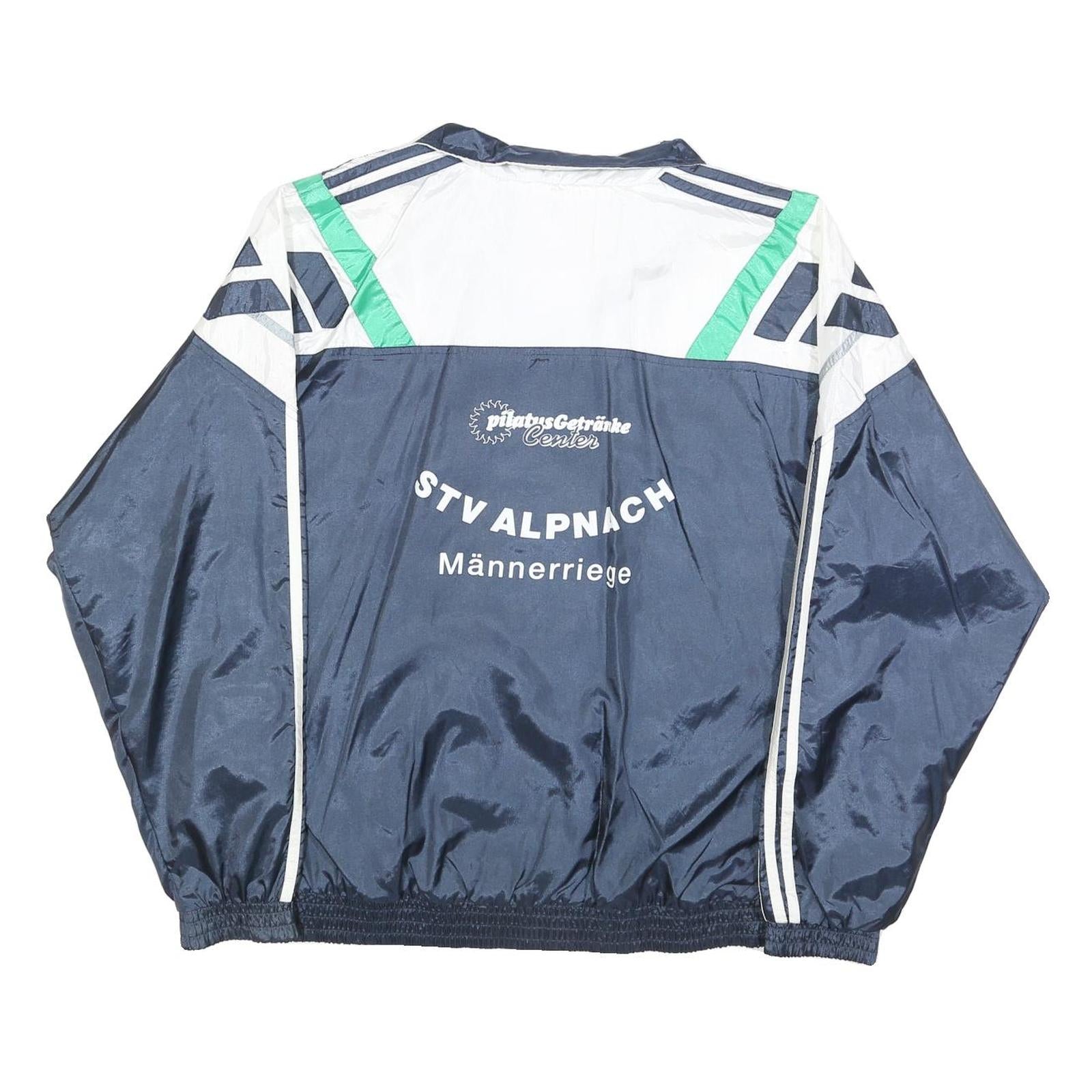 ADIDAS Mens Navy White & Green Track Jacket L Polyester Blend Zip Retro