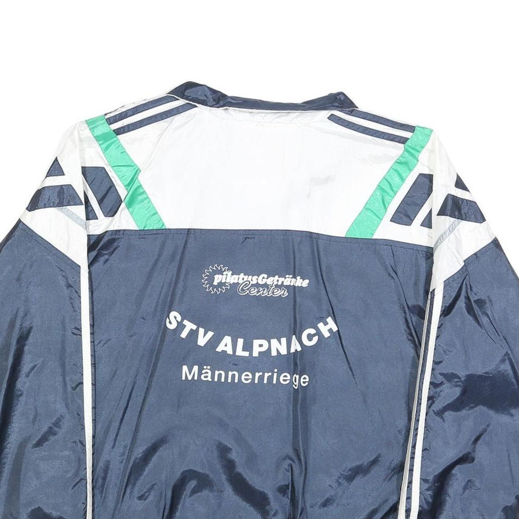 ADIDAS Mens Navy White & Green Track Jacket L Polyester Blend Zip Retro