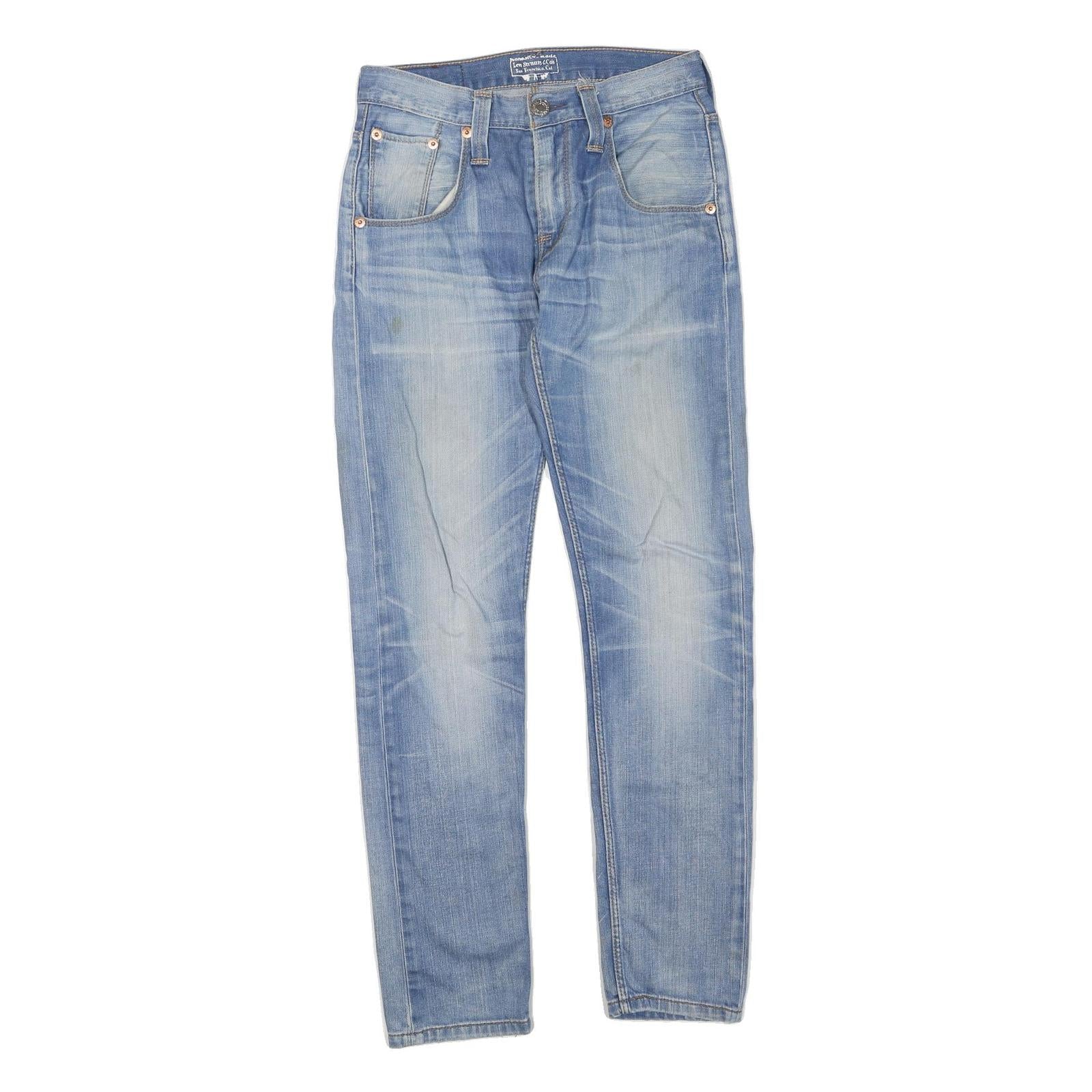 LEVI'S Womens 520 Regular Fit Skinny Denim Light Blue Jeans W28 L33 Zip Cotton