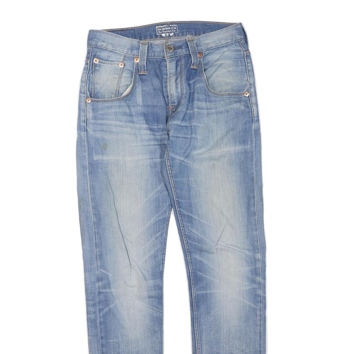 LEVI'S Womens 520 Regular Fit Skinny Denim Light Blue Jeans W28 L33 Zip Cotton