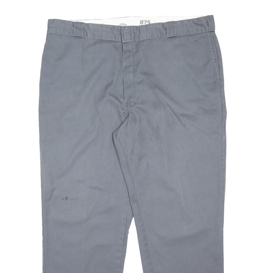 DICKIES Mens Cotton Blend Blue Regular Fit Straight Leg Trousers W44 L32