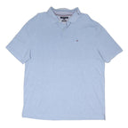 TOMMY HILFIGER Mens Blue Short Sleeve Plain 2XL Cotton Blend Polo Shirt
