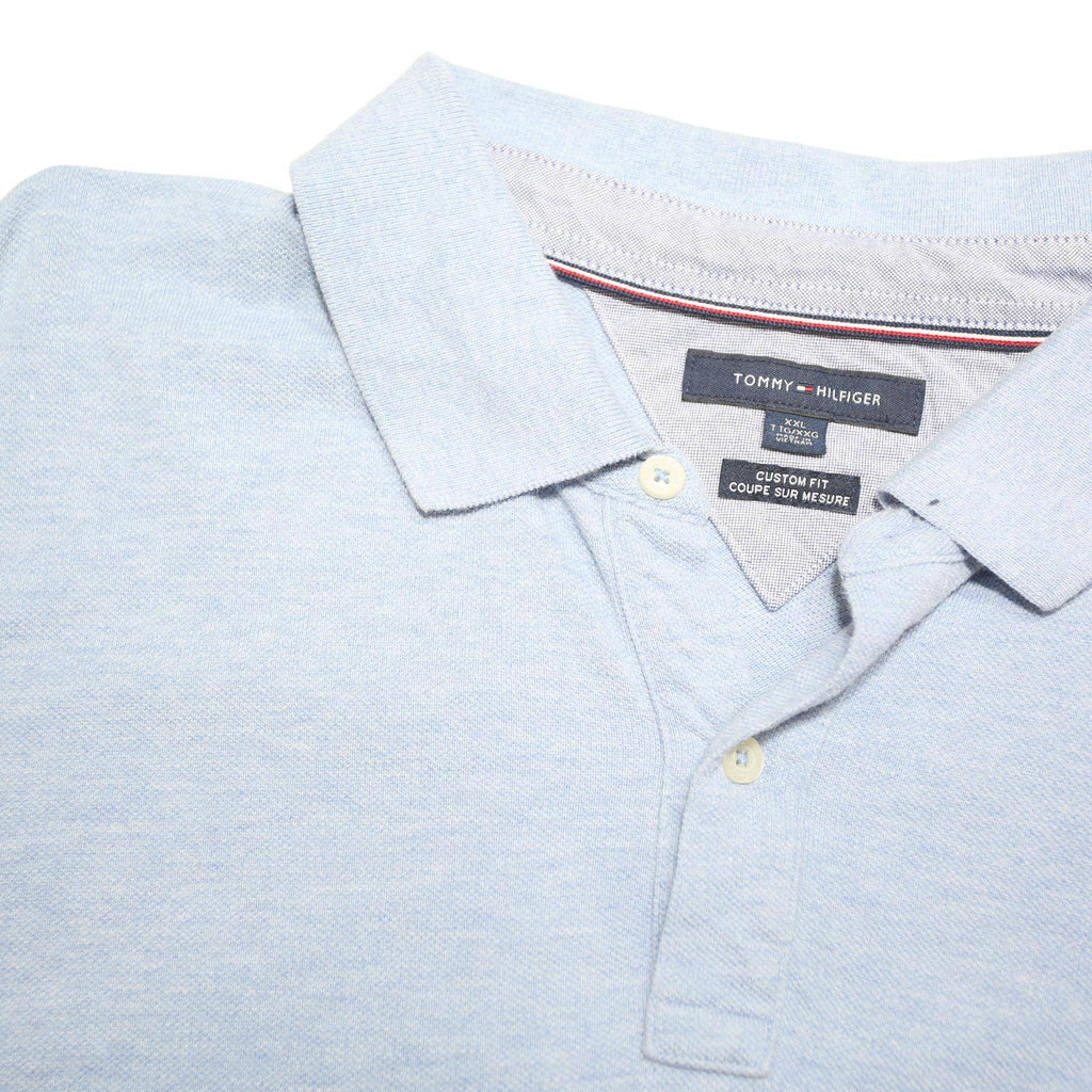 TOMMY HILFIGER Mens Blue Short Sleeve Plain 2XL Cotton Blend Polo Shirt