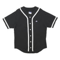 CHAMPION Mens Black & White Classic Baseball Style L Short Sleeve Button Neck