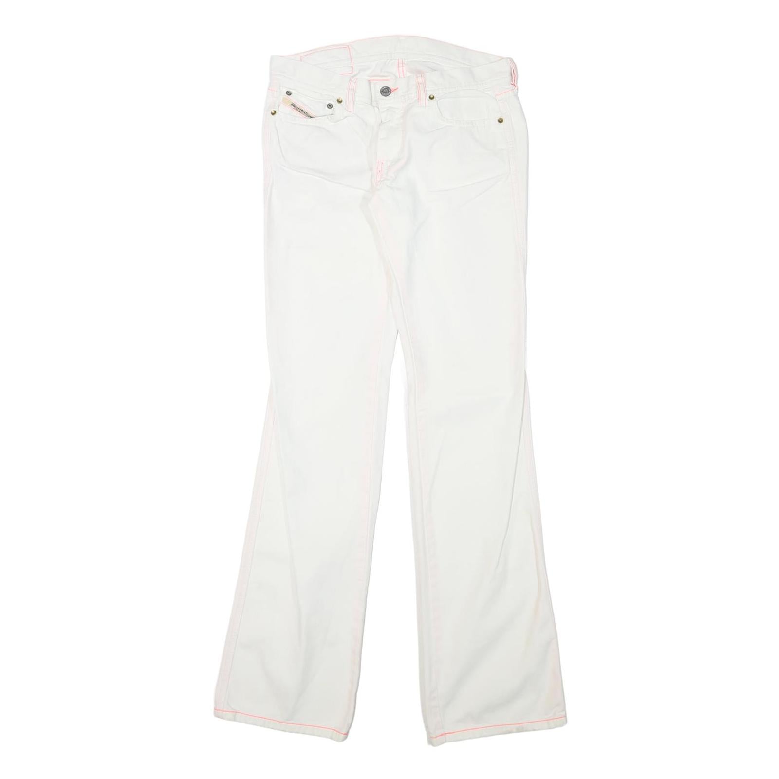 DIESEL Womens Regular Fit White Jeans Cotton Blend Zip W29 L33 Classic Stylish