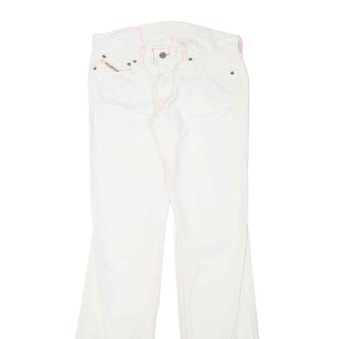 DIESEL Womens Regular Fit White Jeans Cotton Blend Zip W29 L33 Classic Stylish