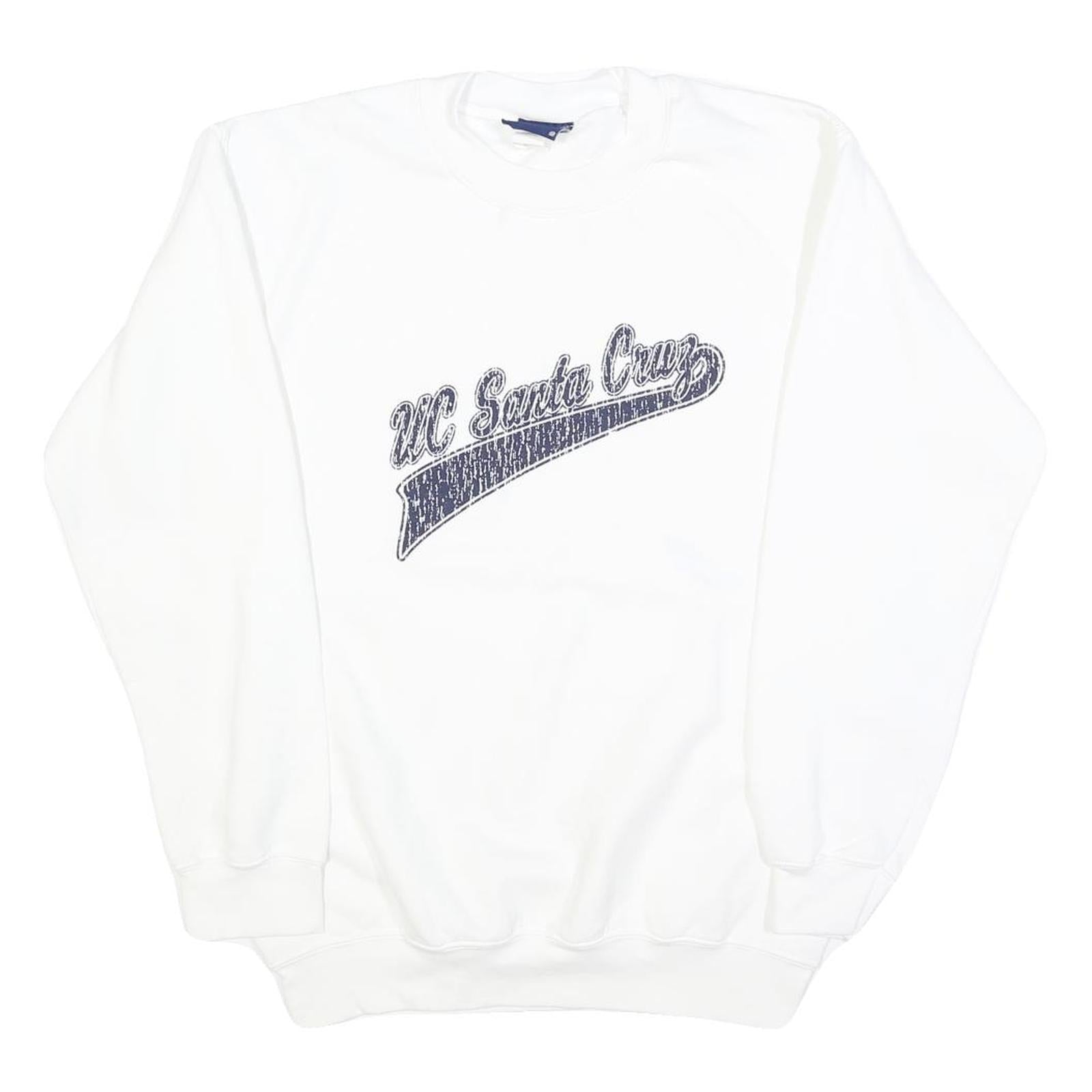 MV SPORT Mens White UC Santa Cruz Crew Neck S Cotton Blend Sweatshirt