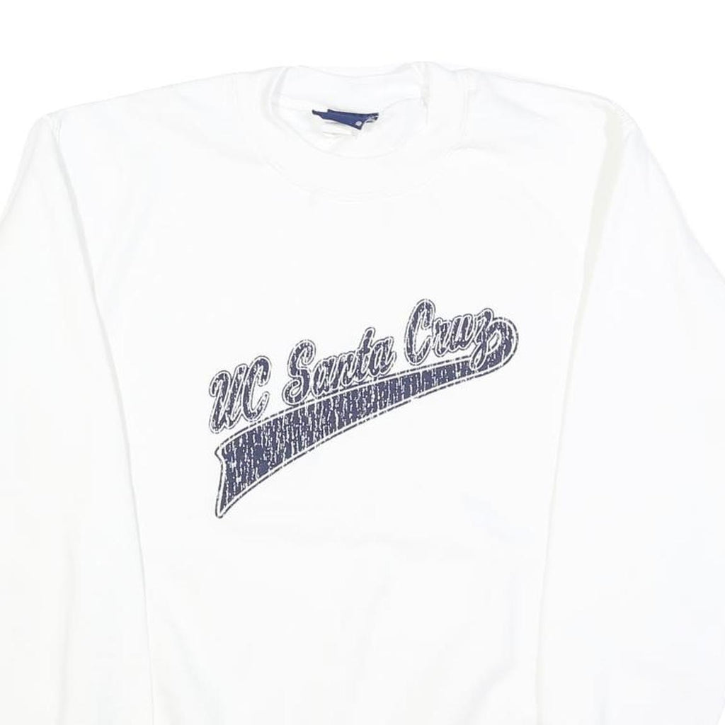 MV SPORT Mens White UC Santa Cruz Crew Neck S Cotton Blend Sweatshirt