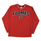 NHL Mens Red Flames Long Sleeve V-Neck Cotton Blend T-Shirt S Sportswear