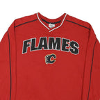 NHL Mens Red Flames Long Sleeve V-Neck Cotton Blend T-Shirt S Sportswear