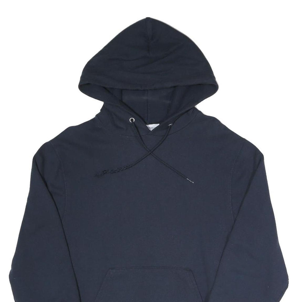 CHAMPION Mens Navy Blue Hoodie S Cotton Blend Pullover Drawstring Pocket