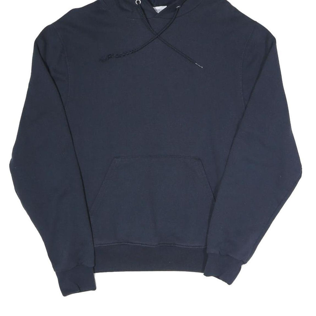 CHAMPION Mens Navy Blue Hoodie S Cotton Blend Pullover Drawstring Pocket