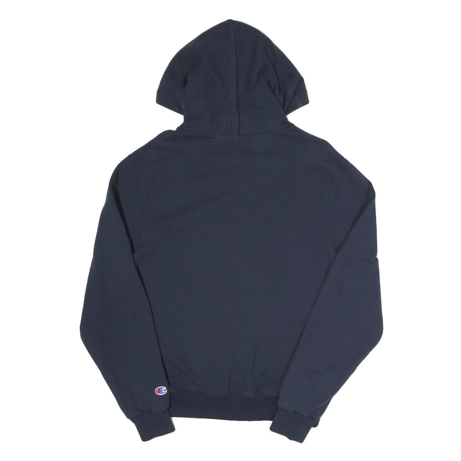 CHAMPION Mens Navy Blue Hoodie S Cotton Blend Pullover Drawstring Pocket