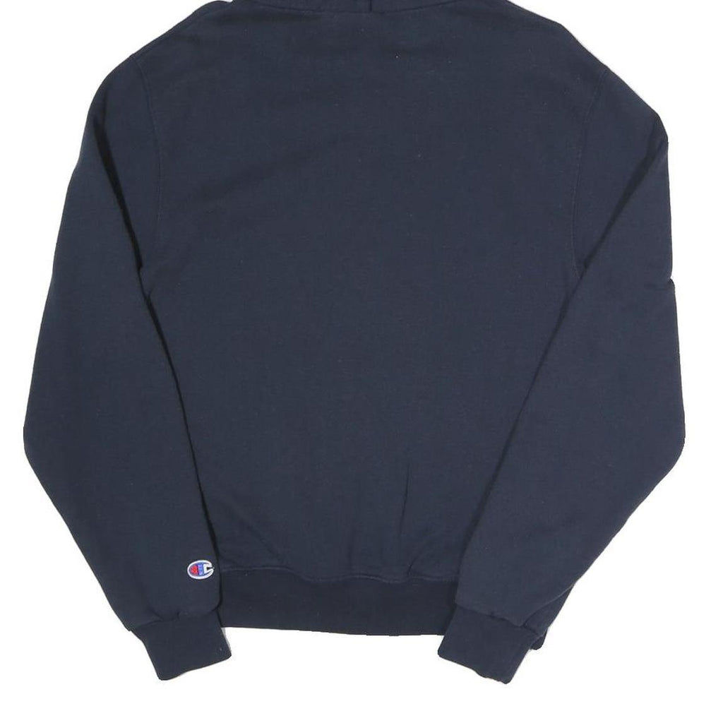 CHAMPION Mens Navy Blue Hoodie S Cotton Blend Pullover Drawstring Pocket