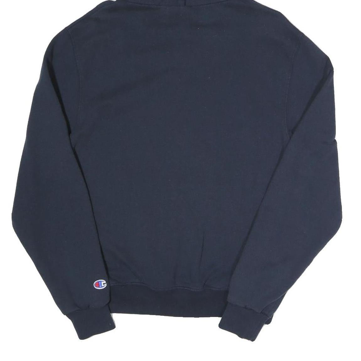 CHAMPION Mens Navy Blue Hoodie S Cotton Blend Pullover Drawstring Pocket