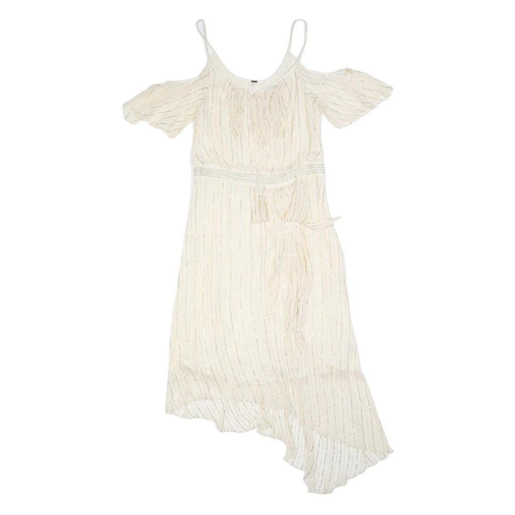 FREE PEOPLE Womens Cream & Silver Cold Shoulder Fit & Flare Woven Midi Dress
