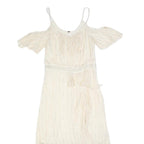 FREE PEOPLE Womens Cream & Silver Cold Shoulder Fit & Flare Woven Midi Dress