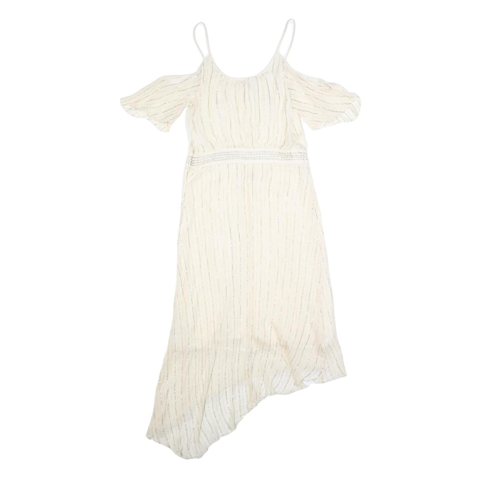 FREE PEOPLE Womens Cream & Silver Cold Shoulder Fit & Flare Woven Midi Dress