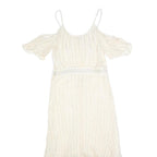 FREE PEOPLE Womens Cream & Silver Cold Shoulder Fit & Flare Woven Midi Dress
