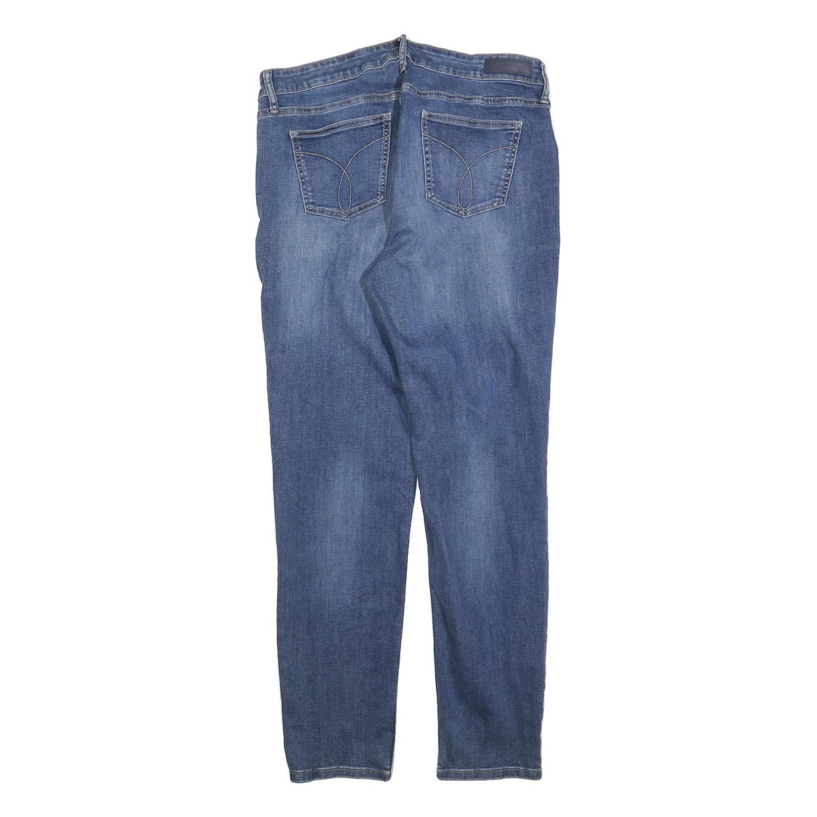 CALVIN KLEIN JEANS Womens Slim Blue Denim Jeans W34 L32 Stylish Casual Zip