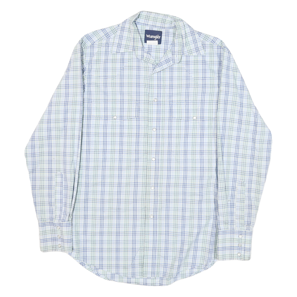 WRANGLER Mens Blue & Green Check Shirt S Casual Cotton Blend Western