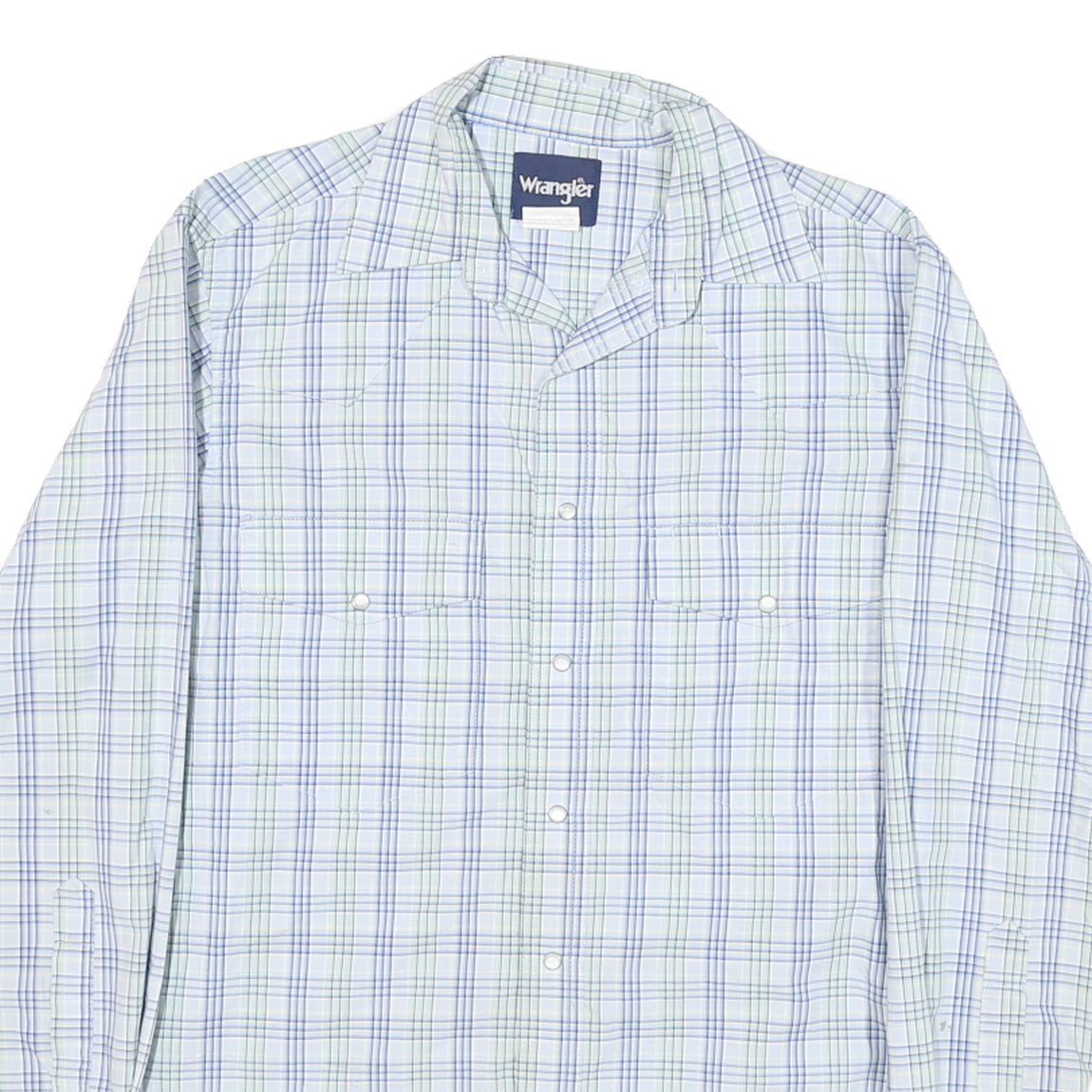 WRANGLER Mens Blue & Green Check Shirt S Casual Cotton Blend Western
