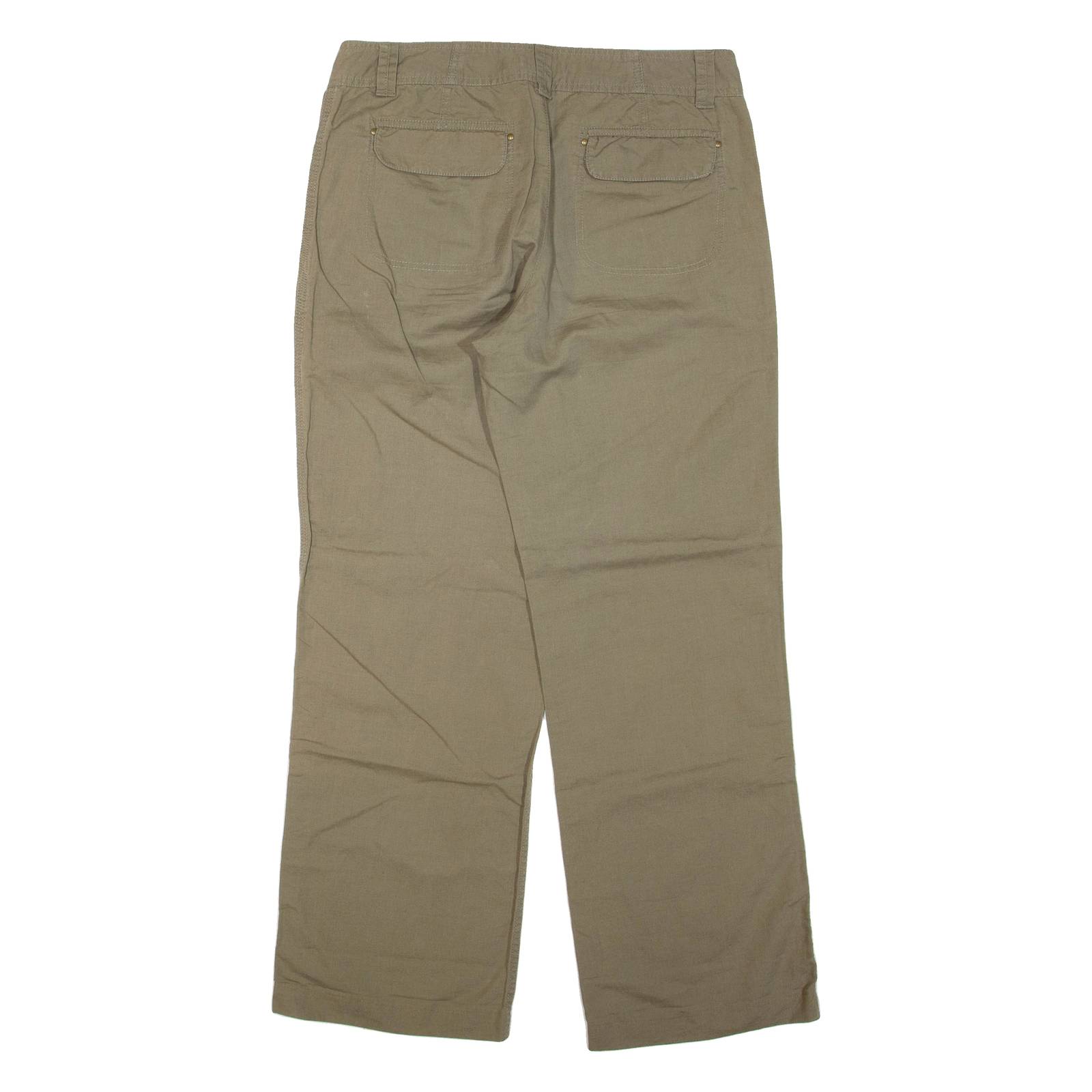 CALVIN KLEIN Womens Trousers Green Regular Straight Linen W32 L32