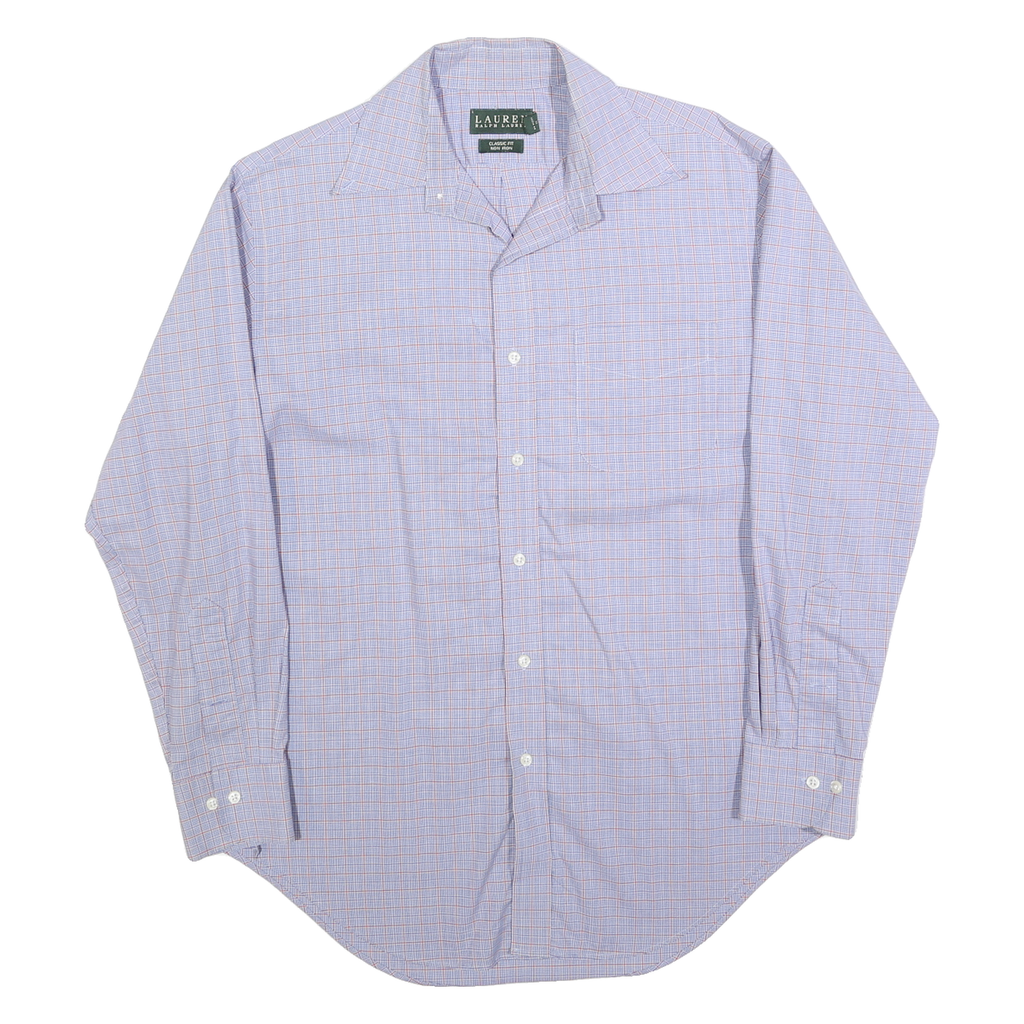 LAUREN RALPH LAUREN Mens Blue & Red Check Shirt L Classic Fit Cotton Long Sleeve