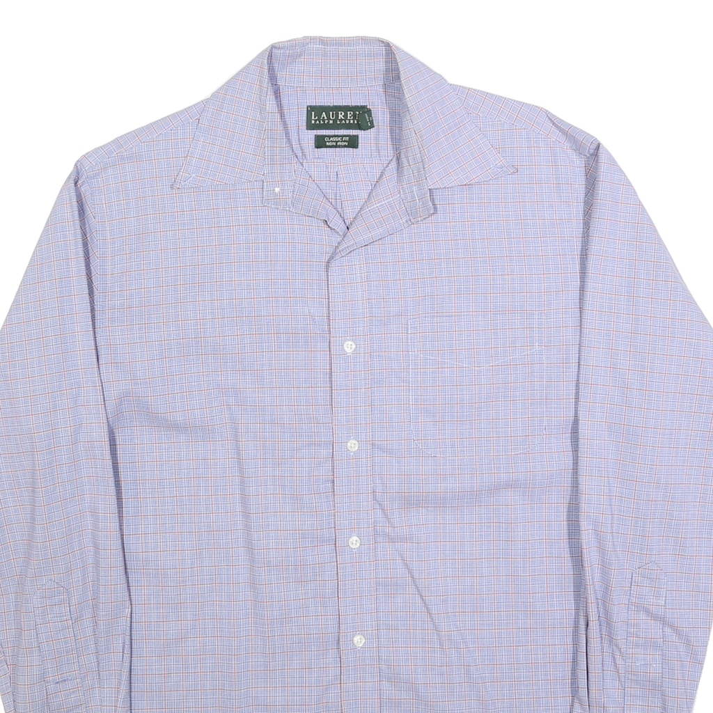 LAUREN RALPH LAUREN Mens Blue & Red Check Shirt L Classic Fit Cotton Long Sleeve