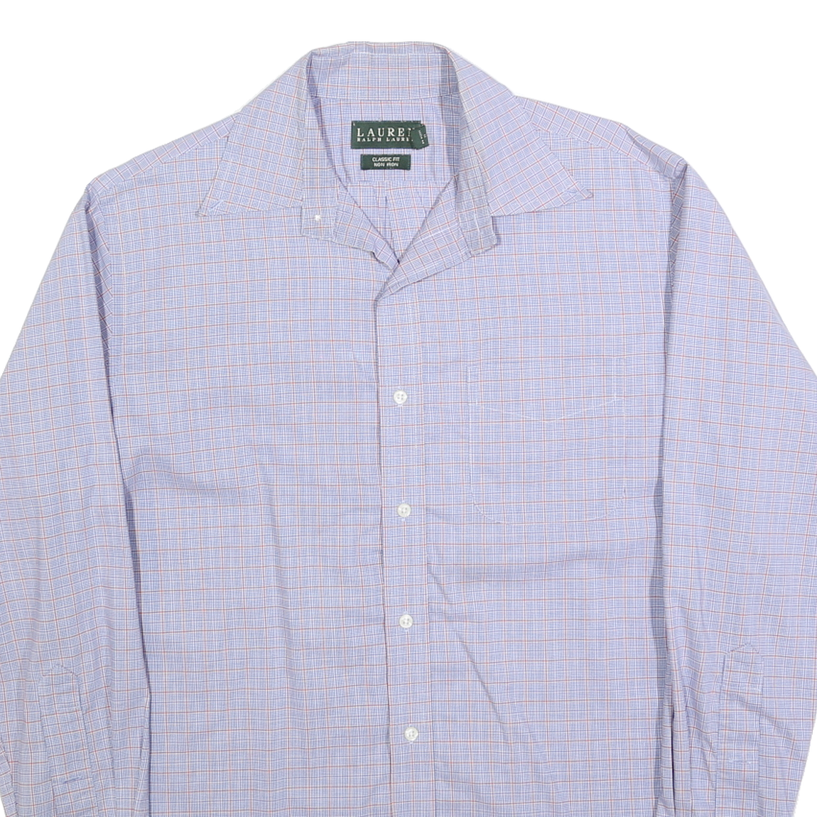 LAUREN RALPH LAUREN Mens Blue & Red Check Shirt L Classic Fit Cotton Long Sleeve