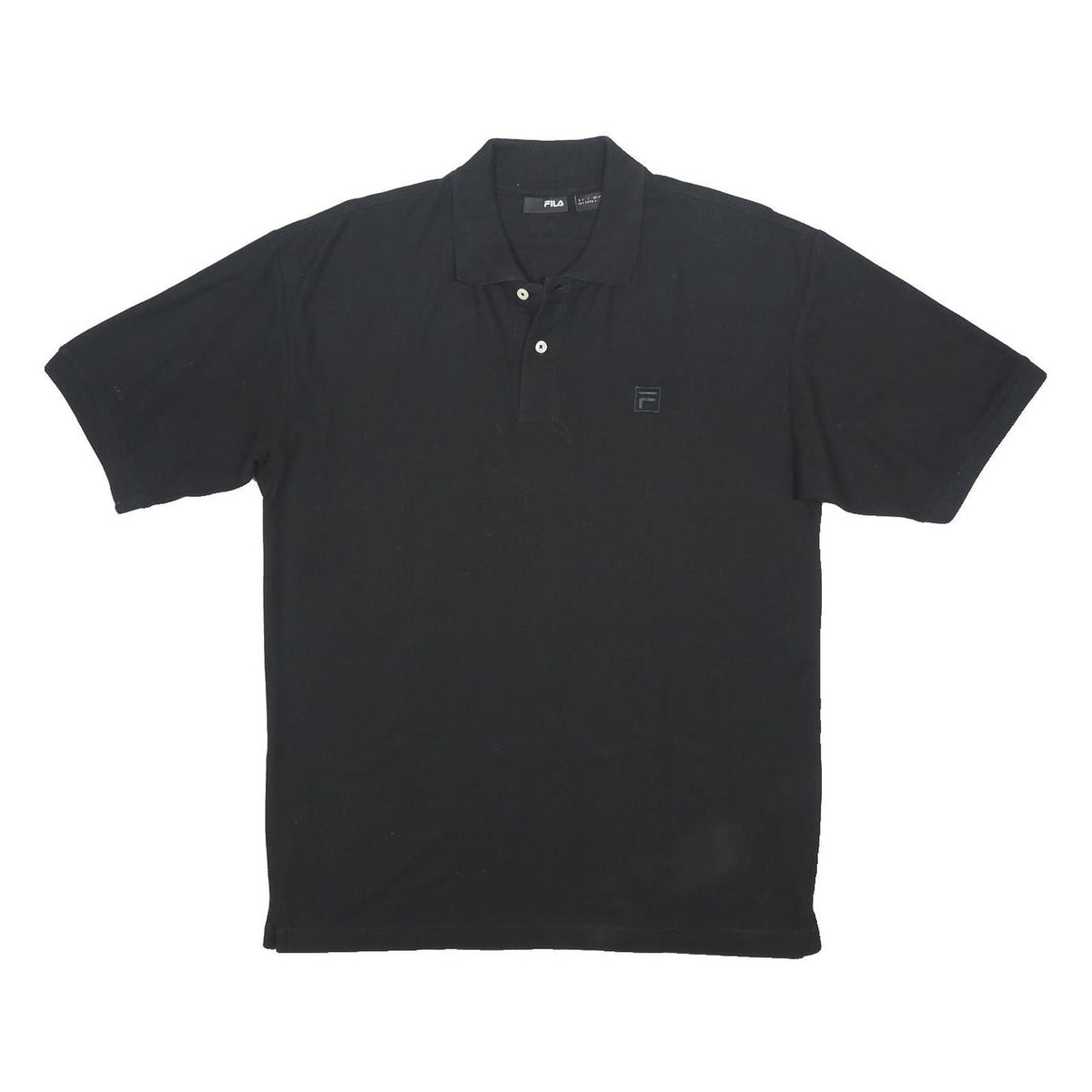 FILA Mens Black Short Sleeve Plain L Classic Cotton Polo Shirt Casual