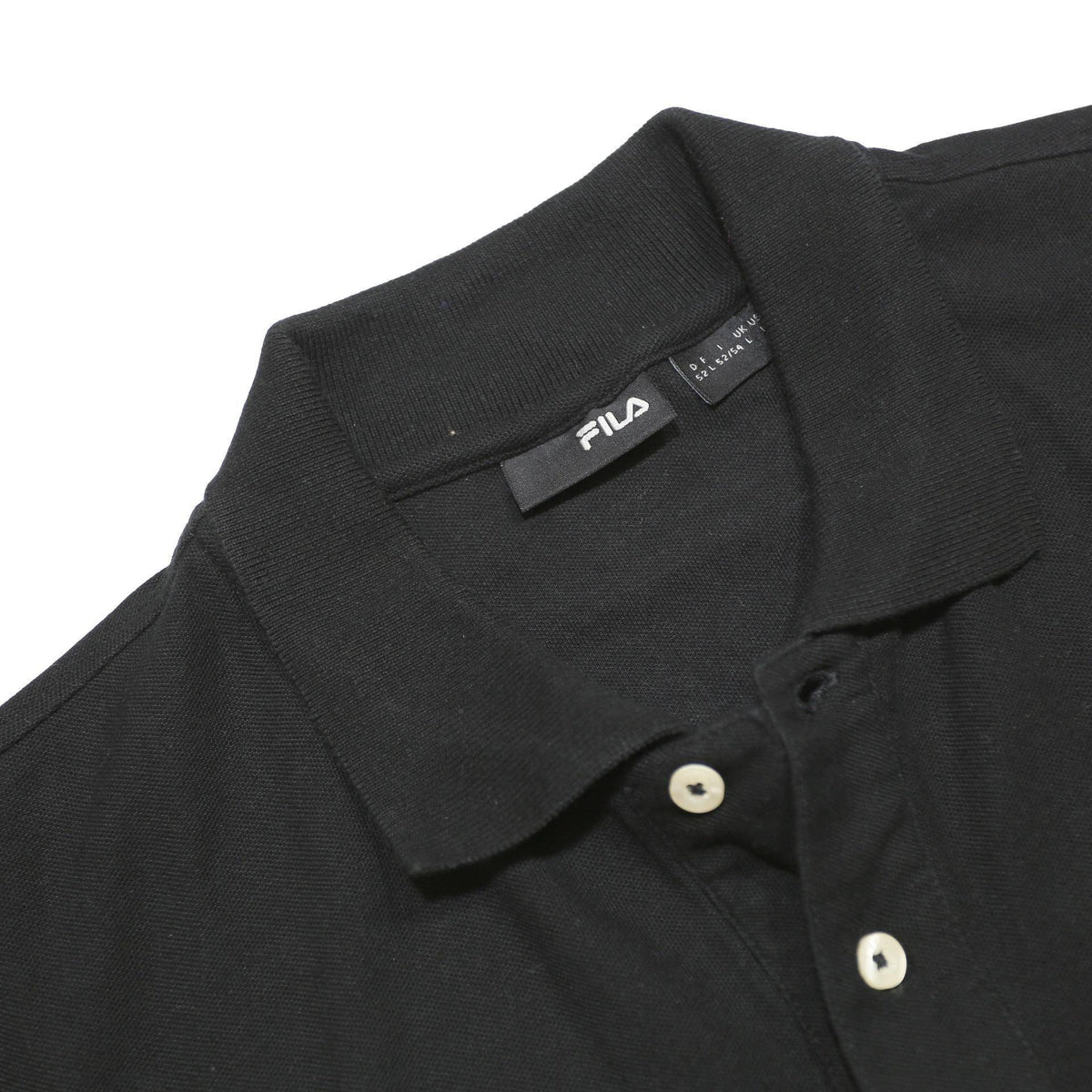 FILA Mens Black Short Sleeve Plain L Classic Cotton Polo Shirt Casual