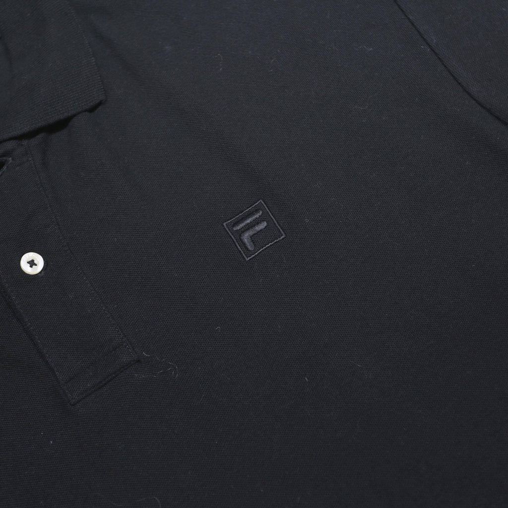 FILA Mens Black Short Sleeve Plain L Classic Cotton Polo Shirt Casual