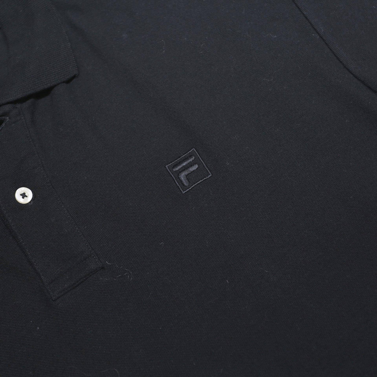 FILA Mens Black Short Sleeve Plain L Classic Cotton Polo Shirt Casual